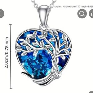 Silver and Blue Tree Pendant Necklace